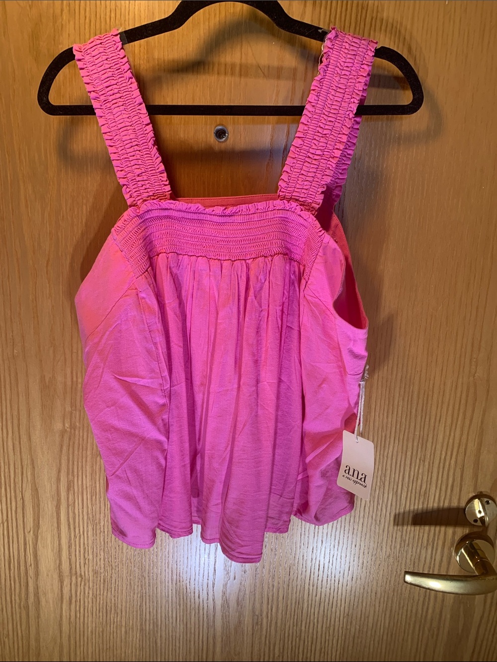 New! a.n.a. “Extra Pink” Smocked Strap Tank - Size 0X